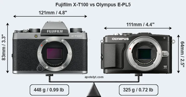 Size Fujifilm X-T100 vs Olympus E-PL5