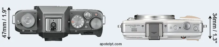 Compare X-T100 versus E-PM2 top