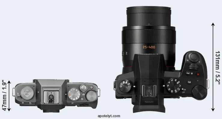 Compare X-T100 versus FZ1000 II top