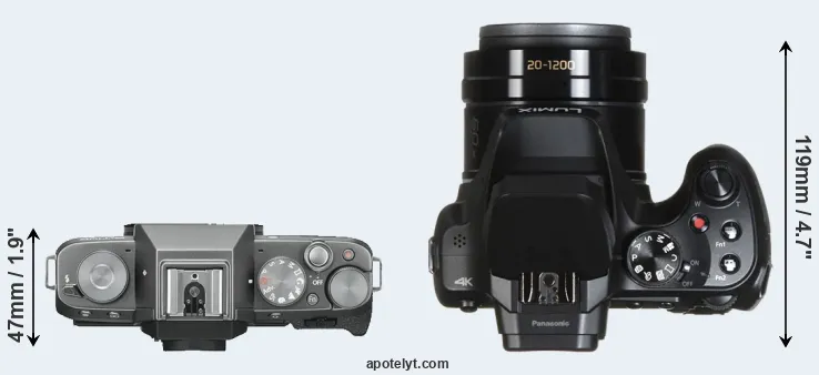 Compare X-T100 versus FZ82 top