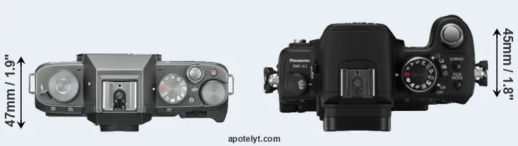 Compare X-T100 versus G1 top