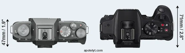 Compare X-T100 versus G6 top