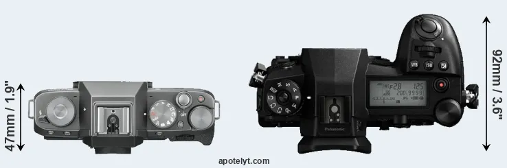 Compare X-T100 versus G9 top