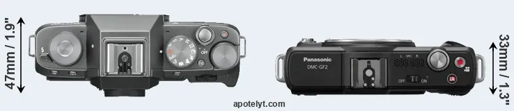 Compare X-T100 versus GF2 top