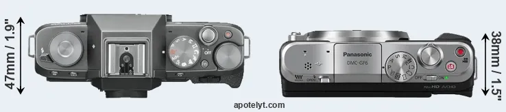 Compare X-T100 versus GF6 top