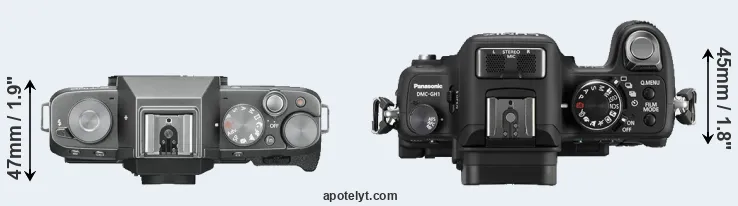 Compare X-T100 versus GH1 top