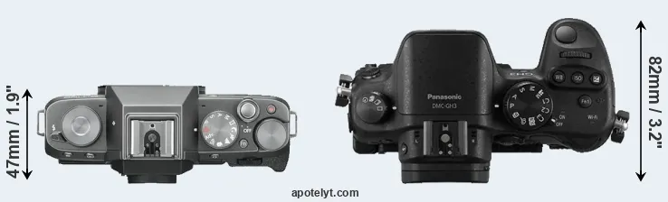 Compare X-T100 versus GH3 top