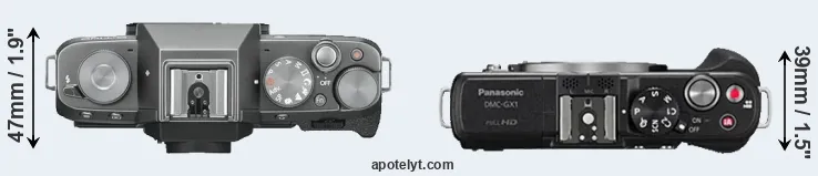 Compare X-T100 versus GX1 top
