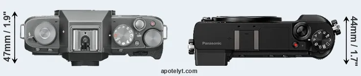 Compare X-T100 versus GX80 top