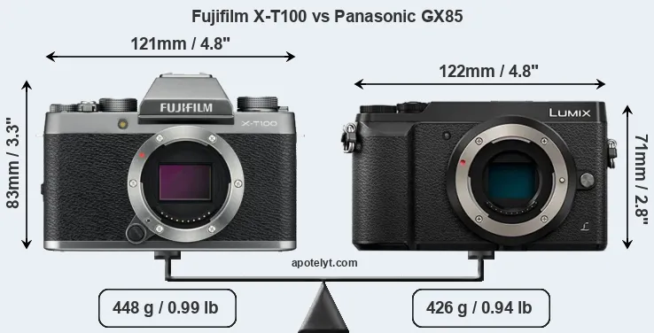 Size Fujifilm X-T100 vs Panasonic GX85