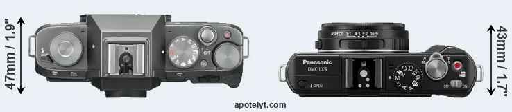 Compare X-T100 versus LX5 top