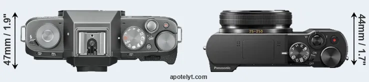 Compare X-T100 versus TZ100 top