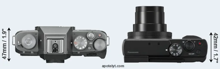 Compare X-T100 versus TZ95 top