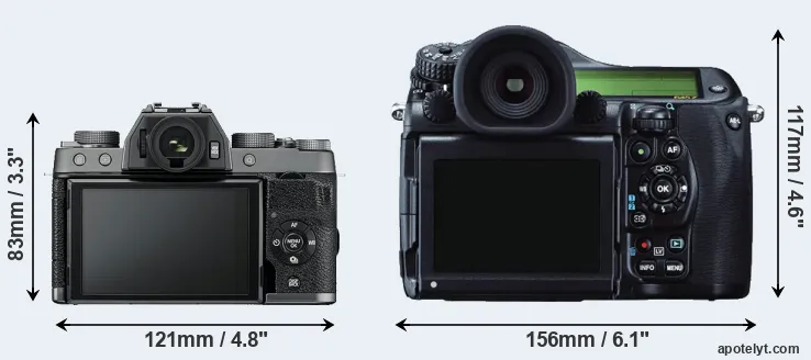 Comparison X-T100 or 645Z rear