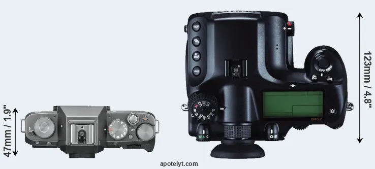 Compare X-T100 versus 645Z top