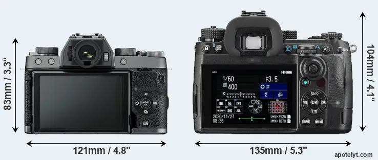Comparison X-T100 or K-3 III rear