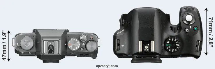 Compare X-T100 versus K-50 top