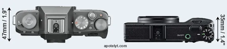 Compare X-T100 versus GR top