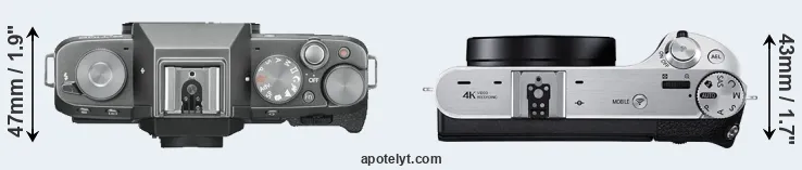 Compare X-T100 versus NX500 top