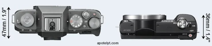 Compare X-T100 versus A5000 top