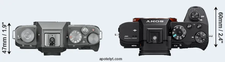 Compare X-T100 versus A7S II top