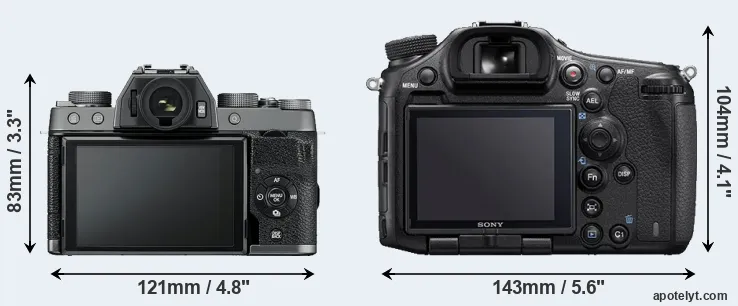 Comparison X-T100 or A99 II rear