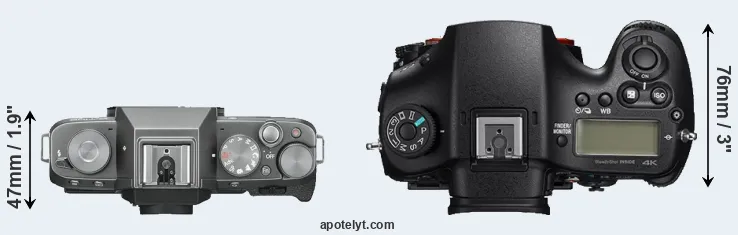 Compare X-T100 versus A99 II top