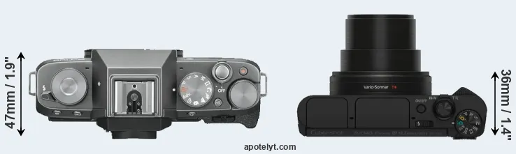 Compare X-T100 versus HX80 top