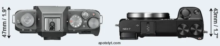 Compare X-T100 versus NEX-7 top