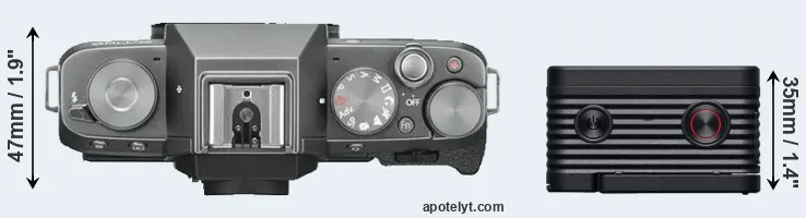 Compare X-T100 versus RX0 II top
