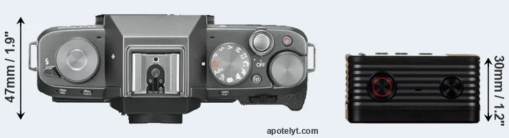 Compare X-T100 versus RX0 top