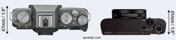 Compare X-T100 versus RX100 III top