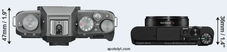 Compare X-T100 versus WX800 top