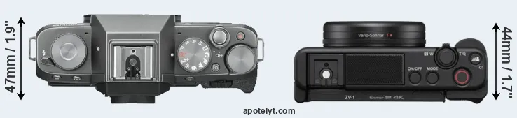 Compare X-T100 versus ZV-1 top