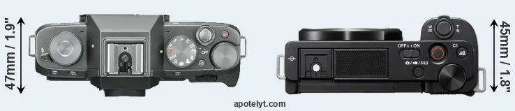 Compare X-T100 versus ZV-E10 top