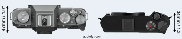 Compare X-T100 versus M1 top