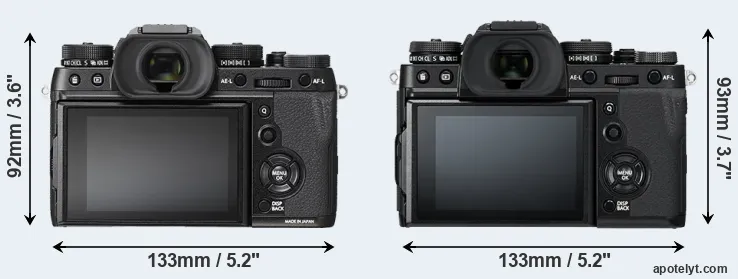 Comparison X-T2 or X-T3 rear