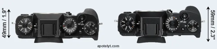 Compare X-T2 versus X-T3 top