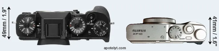 Compare X-T2 versus XF10 top