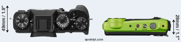 Compare X-T2 versus XP120 top