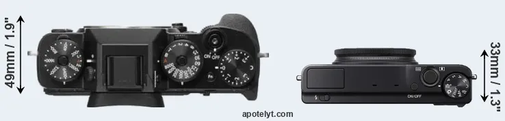 Compare X-T2 versus XQ1 top