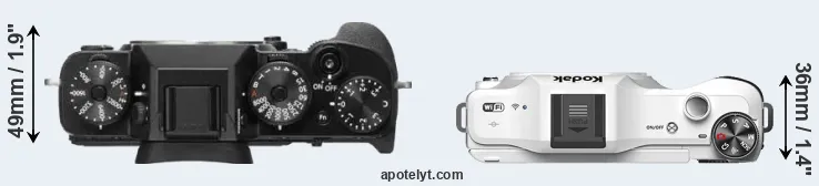 Compare X-T2 versus S-1 top