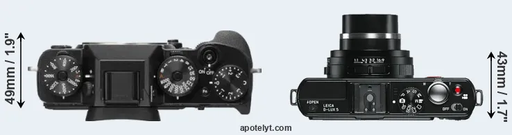 Compare X-T2 versus D-LUX 5 top