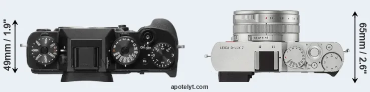 Compare X-T2 versus D-LUX 7 top
