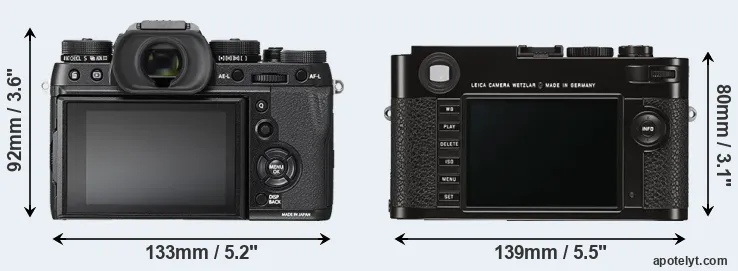 Comparison X-T2 or M Typ 262 rear