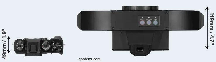 Compare X-T2 versus S1 top
