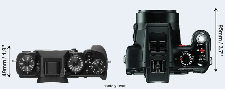 Compare X-T2 versus V-LUX 3 top