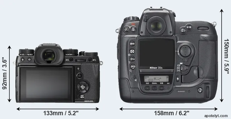 Comparison X-T2 or D2Xs rear