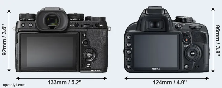 Comparison X-T2 or D3100 rear