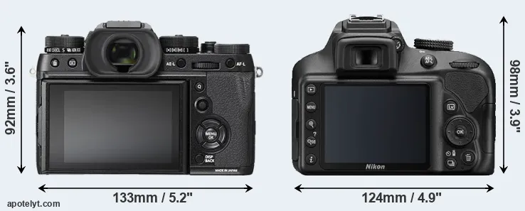 Comparison X-T2 or D3400 rear